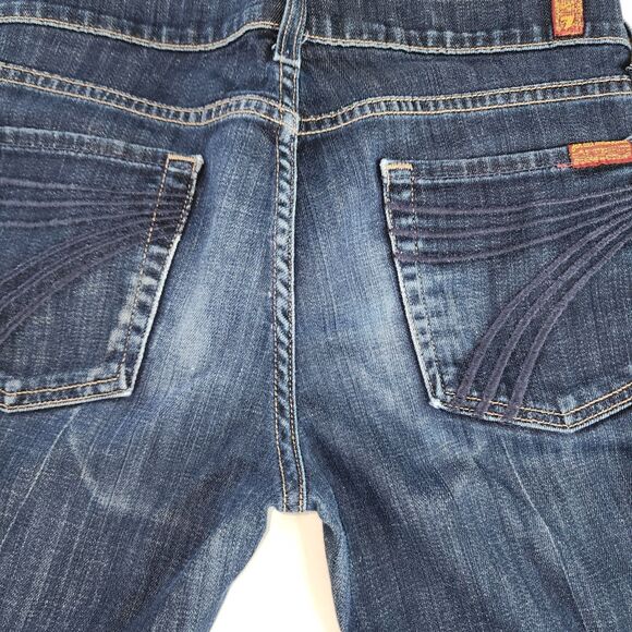 7 For All Mankind DOJO Low-Rise Dark Wash Capri Crop Jeans Sz 27 - Picture 8 of 11